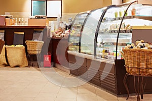 Showcase in cafeteria