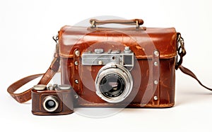 Showcase of Classic Film Camera on White Background