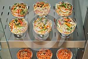 Showcase fridge for catering with cooked food