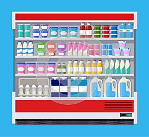 Showcase fridge for cooling dairy products.