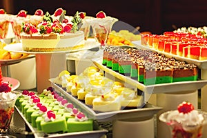 Showcase with  many cakes, Turkish sweets