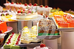 Showcase with  many cakes, Turkish sweets