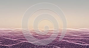 Abstract Digital Waveform Landscape in Pink and Beige