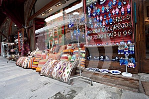 Showcase of souvenir shop