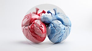 Showcase the synergy of a brain and heart, promoting mental health awareness, advocating for holistic well-being and