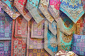 Persian tapestries in Vakil Bazaar of Shiraz, Iran photo