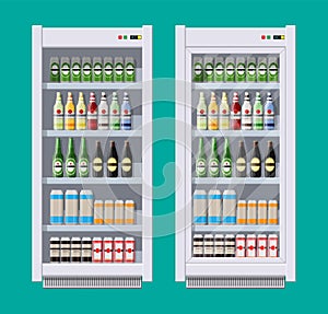 Showcases refrigerators for cooling drinks