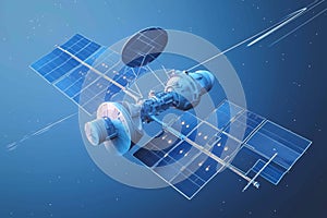 showcases space orbital satellite in aerospace theme Detailed 3D rendering