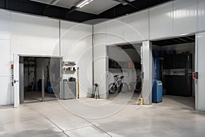 Garage interior with stend of tools.