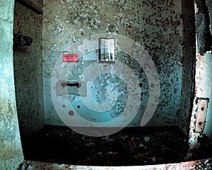 Shower in abandoned mental hospital