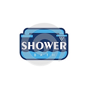 Shower Bath Spa cold and hot water Simple Logo Design