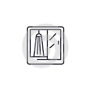 Shower booth linear icon concept. Shower booth line vector sign, symbol, illustration.