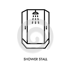 Shower cabin line icon. Sign for mobile concept and web design. Vector isolated outline drawing. Editable stroke