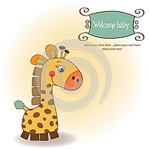 Shower card with giraffe toy