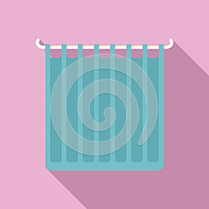 Shower curtain icon flat vector. Clean bathtub