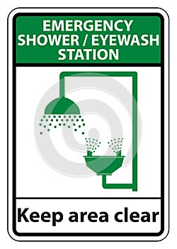 Shower,Eyewash Station Sign Isolate On White Background,Vector Illustration