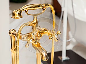 Shower faucet with valve taps and a mixer.