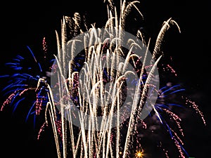 Shower of Fireworks Spraying Upwards.