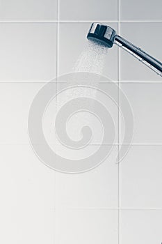 Shower with flowing water