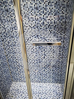 Shower glass door with handle
