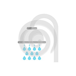 Shower head icon in flat style. Bathroom hygienic vector illustration on isolated background. Bathing sign business concept