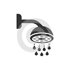 Shower head icon in flat style. Bathroom hygienic vector illustration on isolated background. Bathing sign business concept