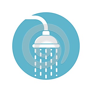 Shower head icon with trickles water photo