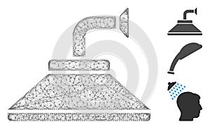 Shower Head Polygonal Web Vector Mesh Illustration