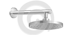 Shower head. Realistic metal sprinkler with hose. Modern equipment for douche and bath