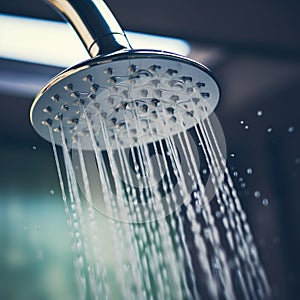 A shower head with running water generated by artificial intelligence