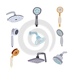 shower head set cartoon vector illustration