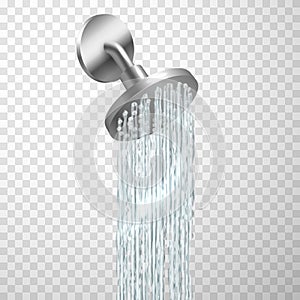 Shower head, spray of water in a bathroom shower