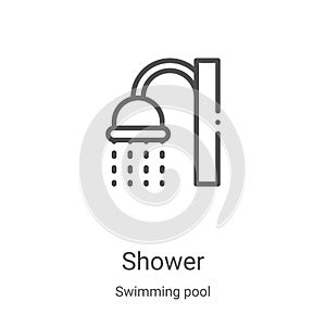 shower icon vector from swimming pool collection. Thin line shower outline icon vector illustration. Linear symbol for use on web