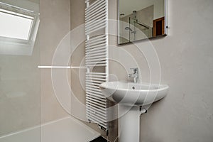 Shower room with towel rail