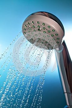 Shower with running water