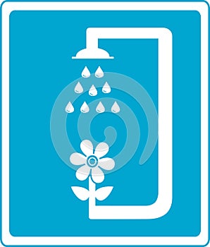 Shower sign with flower and drop of water