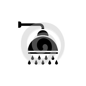 Shower vector icon, Shower faucet flat icon with flowing water.