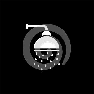 Shower vector icon, Shower faucet flat icon with flowing water.