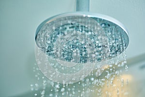 Shower water flowing