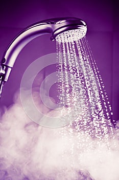 Shower with water and steam