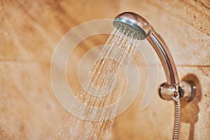 Showerhead in bathroom