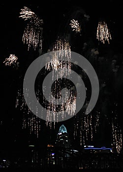 Showering Fireworks Over the Cincinnati Skyline
