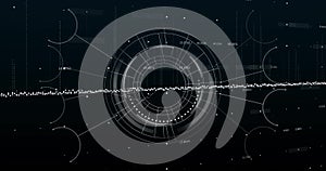 Showing concentric data visualization interface on digital display, with waveform, numeric labels