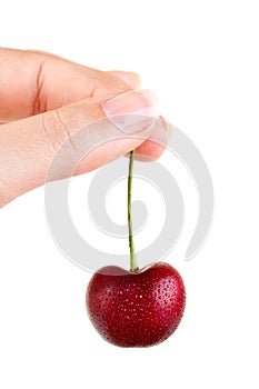 Showing a fresh cherry