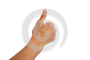 Showing a hand signal meaning 5 minute break on a white background