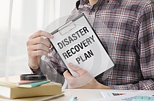 showing printed text Disaster recovery plan