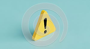 Yellow Triangle Warning Sign with Black Exclamation Mark on a Light Blue Background (1230