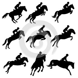 Showjumping silhouettes