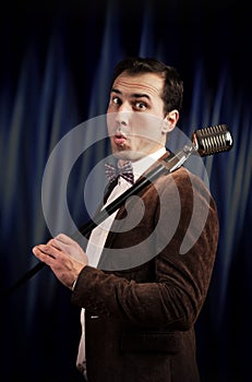 Showman with a microphone