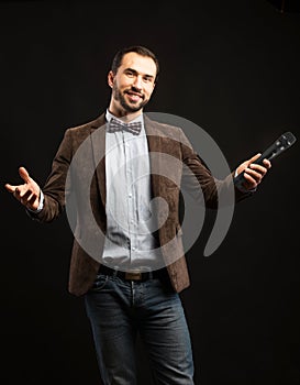 Showman with a microphone